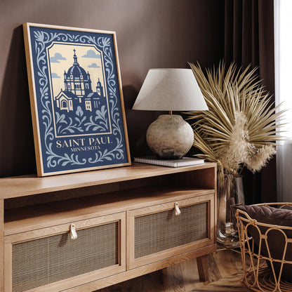 Saint Paul Minnesota Poster – Blue Travel Wall Art Print