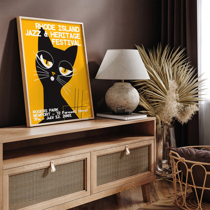 Rhode Island Retro Jazz Cat Poster