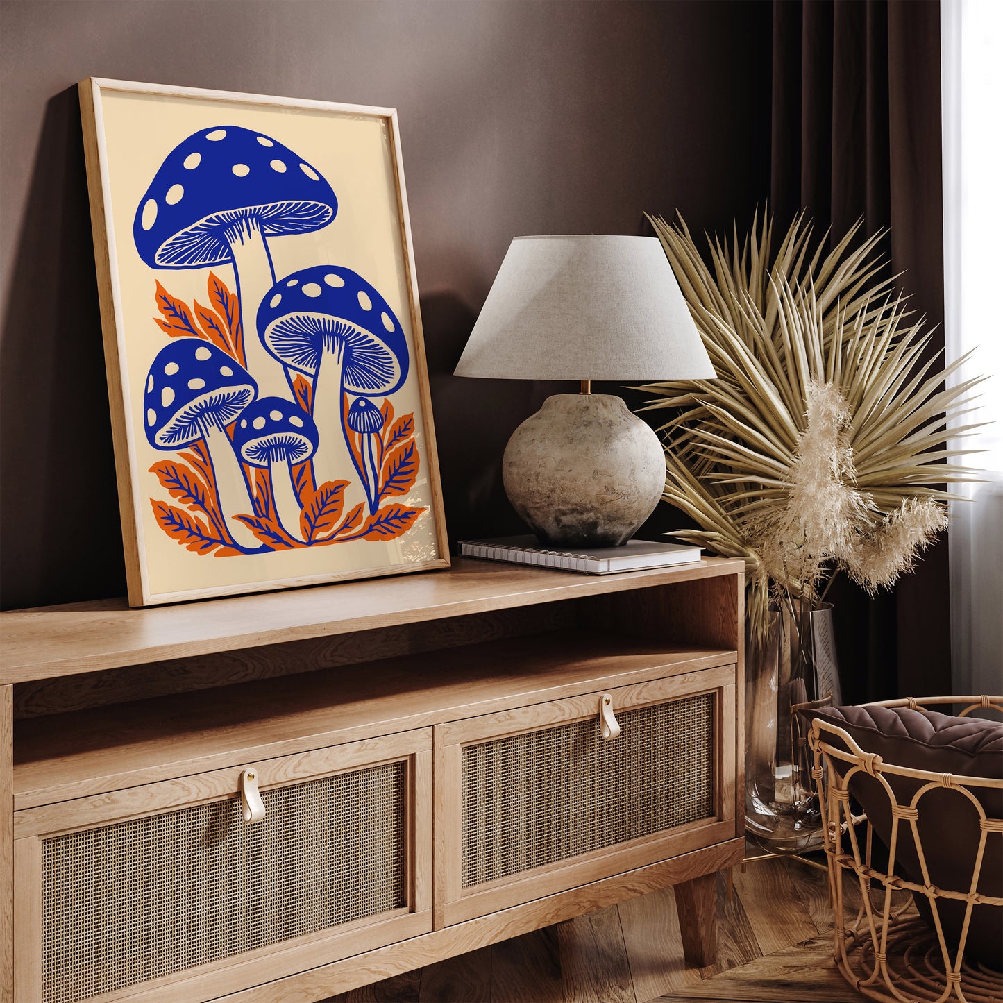 Blue Mushrooms Poster 2025