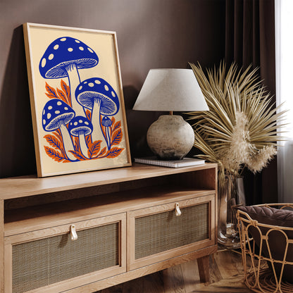 Blue Mushrooms Poster 2025