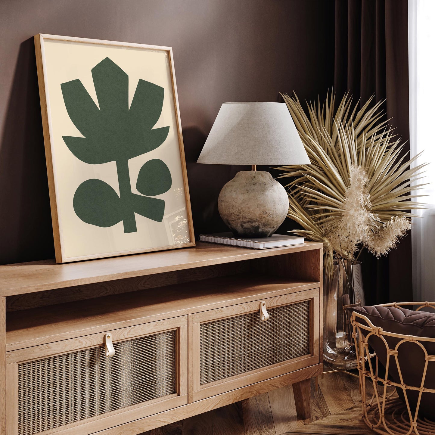 Green Cut Out Abstract Flower Poster