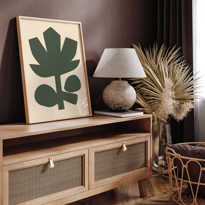 Green Cut Out Abstract Flower Poster