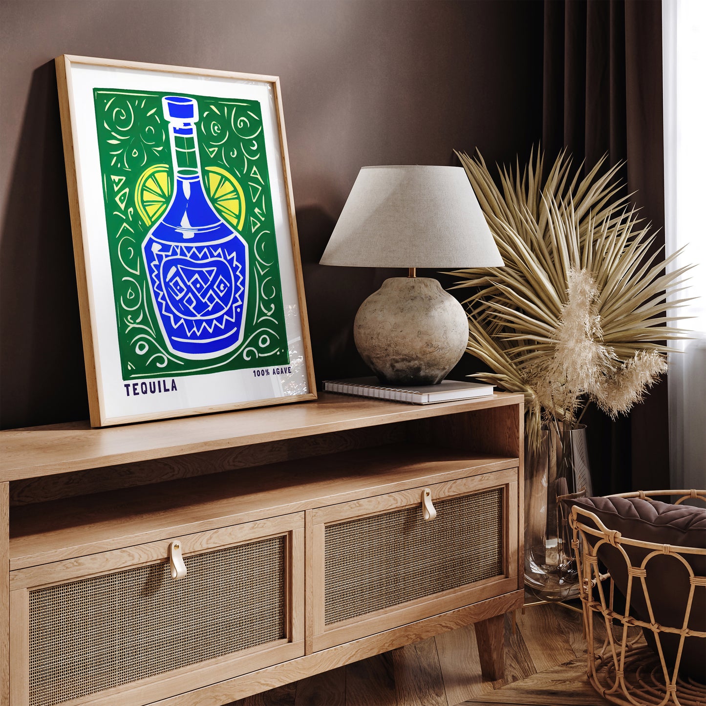 100% Agave Retro Tequila Poster