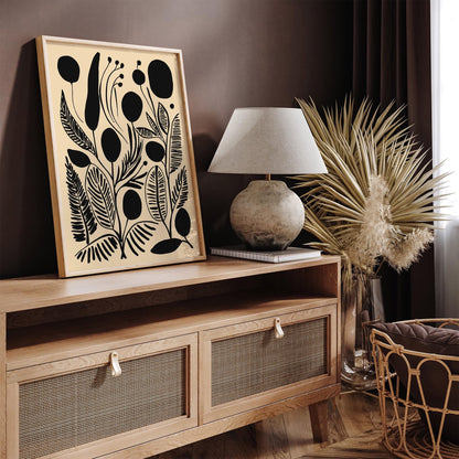 Black Ink Style Abstract Nature Art Print