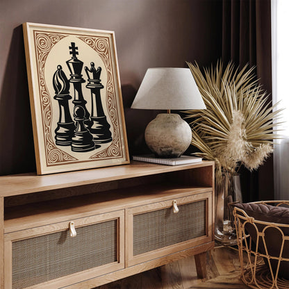 Chess Pieces Home Library Wall Art Decor