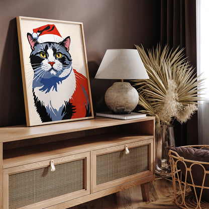 Christmas Cat Santa Wall Art