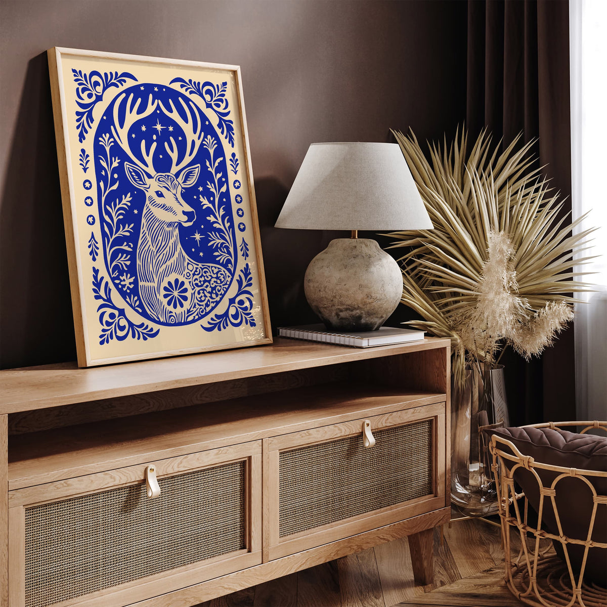 Blue Reindeer Art Poster