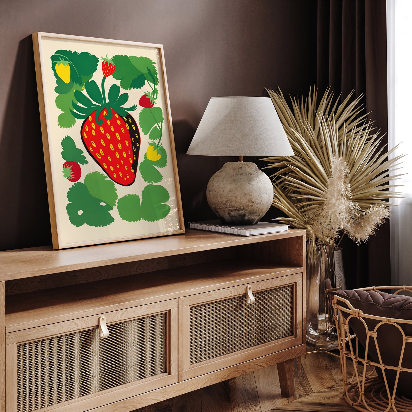 Retro Strawberries Wall Art Print