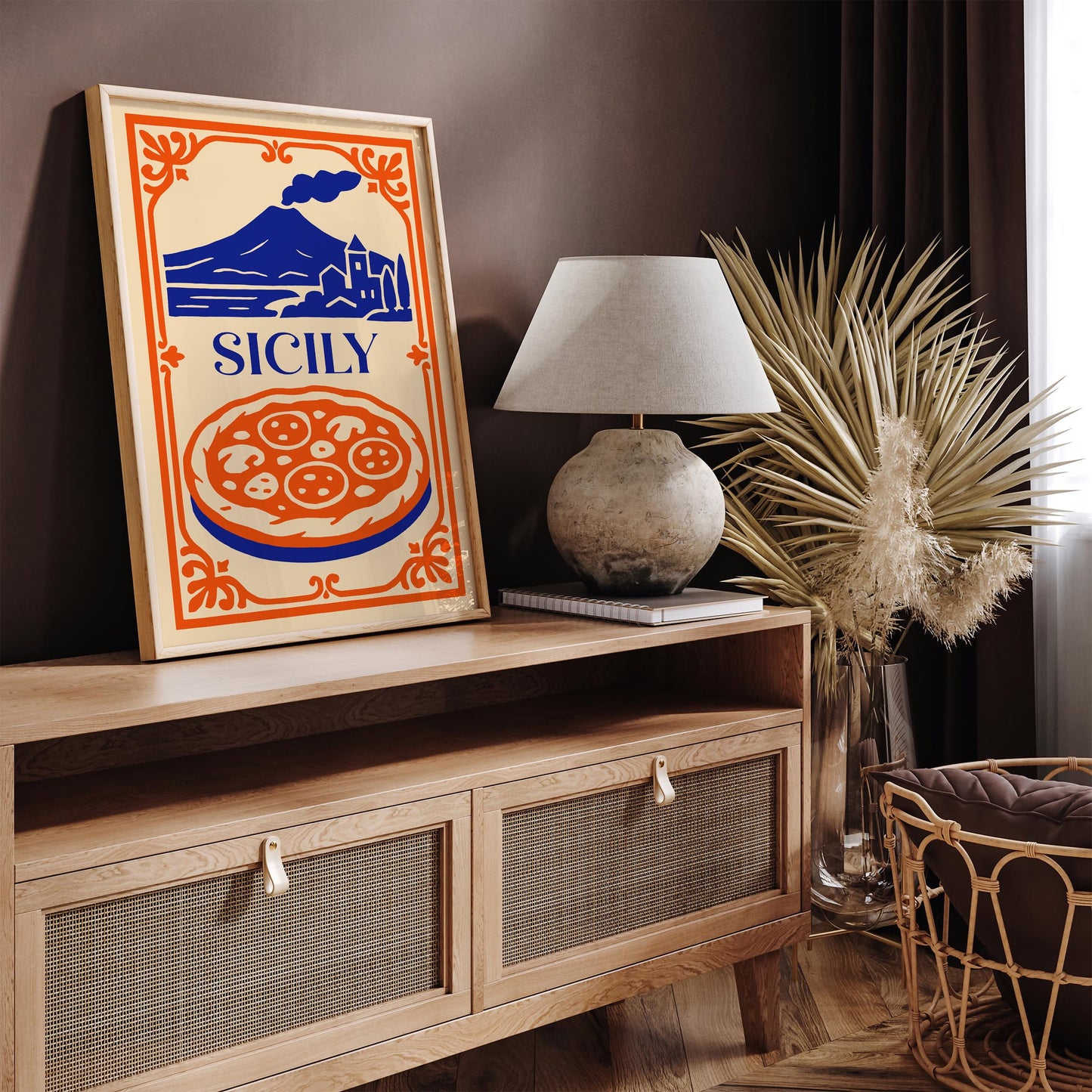 Sicily Italy Travel Poster - Mount Etna Scenic Wall Art 2026
