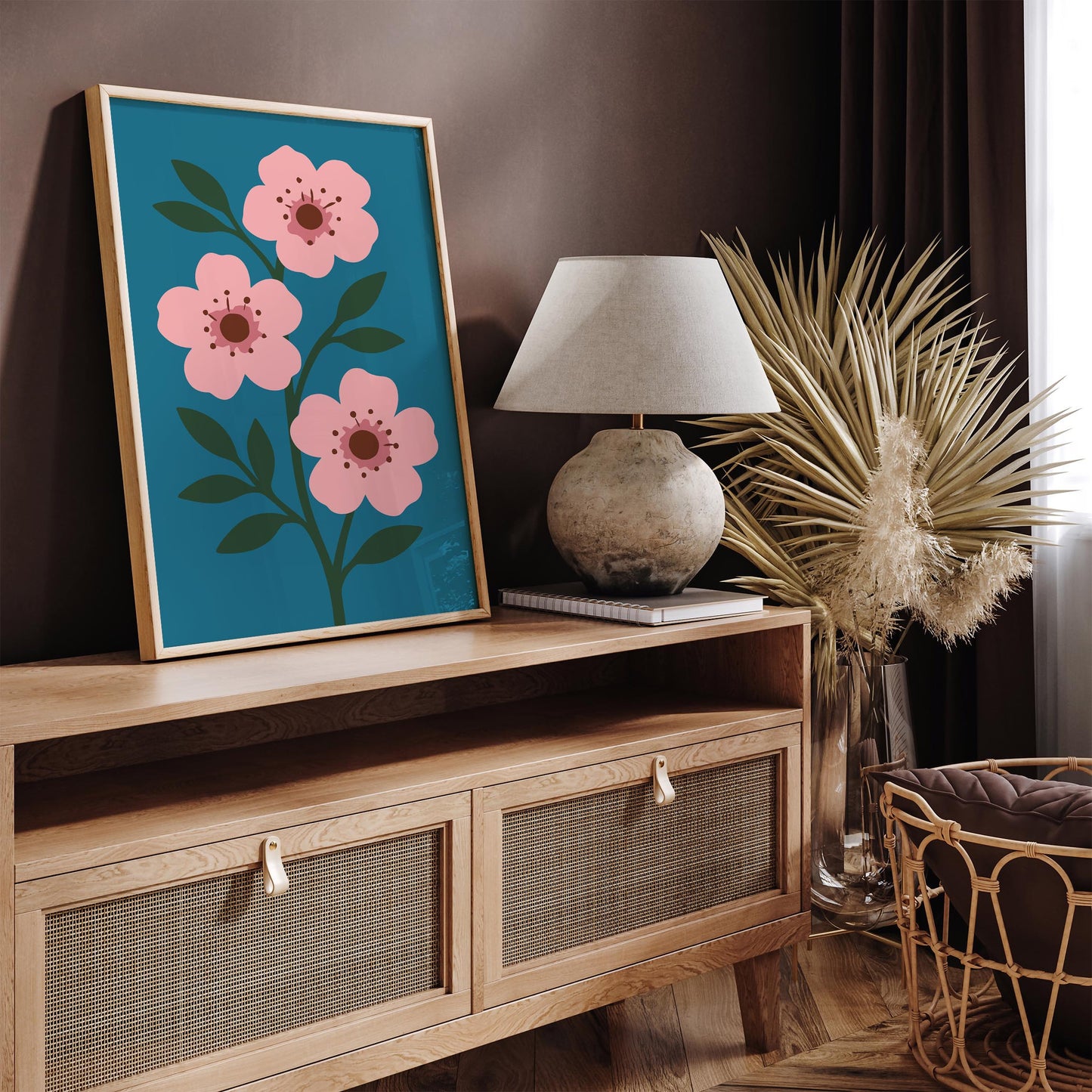 Cherry Blossom Floral Art Print - Eclectic Flowers Poster 2026
