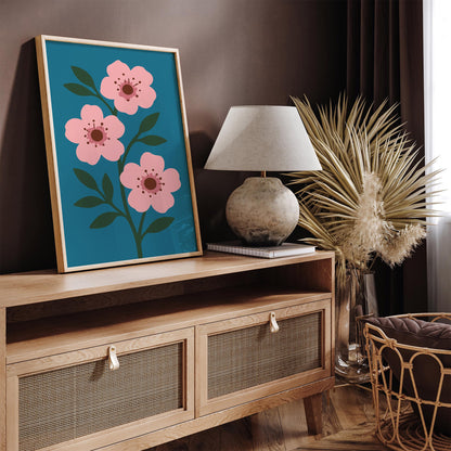 Cherry Blossom Floral Art Print - Eclectic Flowers Poster 2026