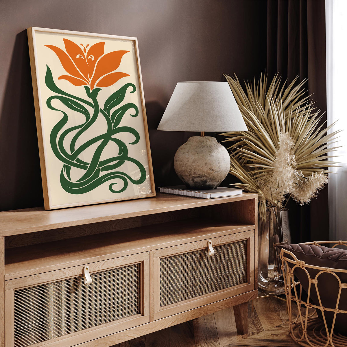 Orange Lily Flower Art Poster