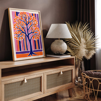 Purple Orange Cutout Tree Print