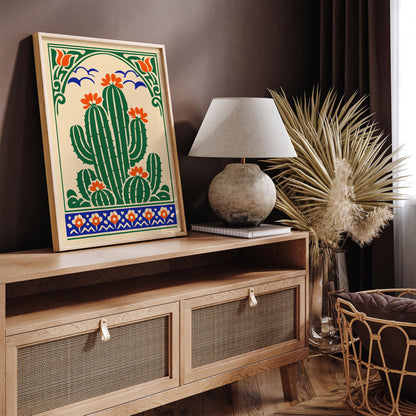 Folk Cacti Plant Wall Art Print