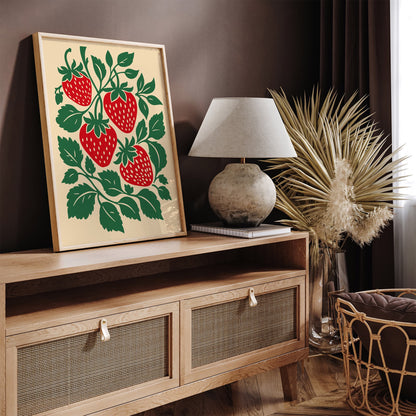 Rustic Strawberries Poster