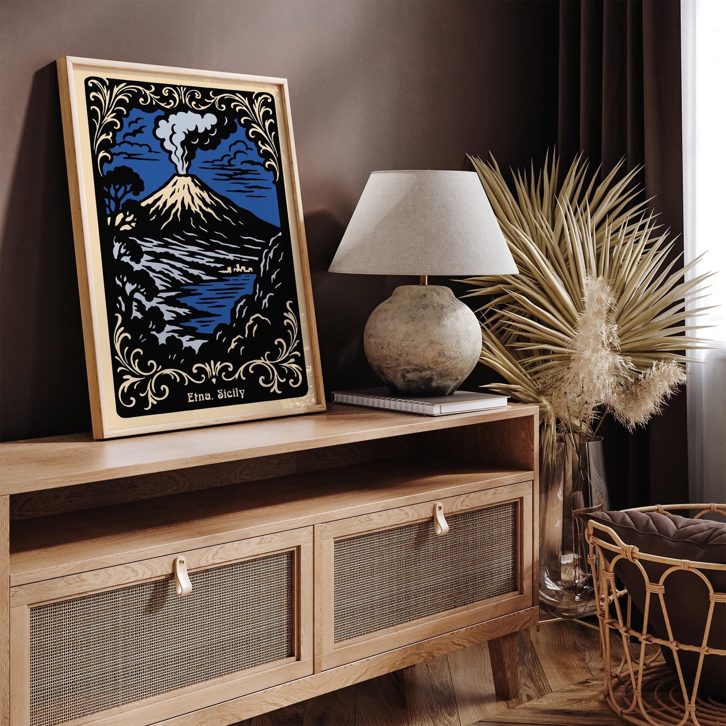 Etna Sicily Poster - Rococo Style Art Print 2025