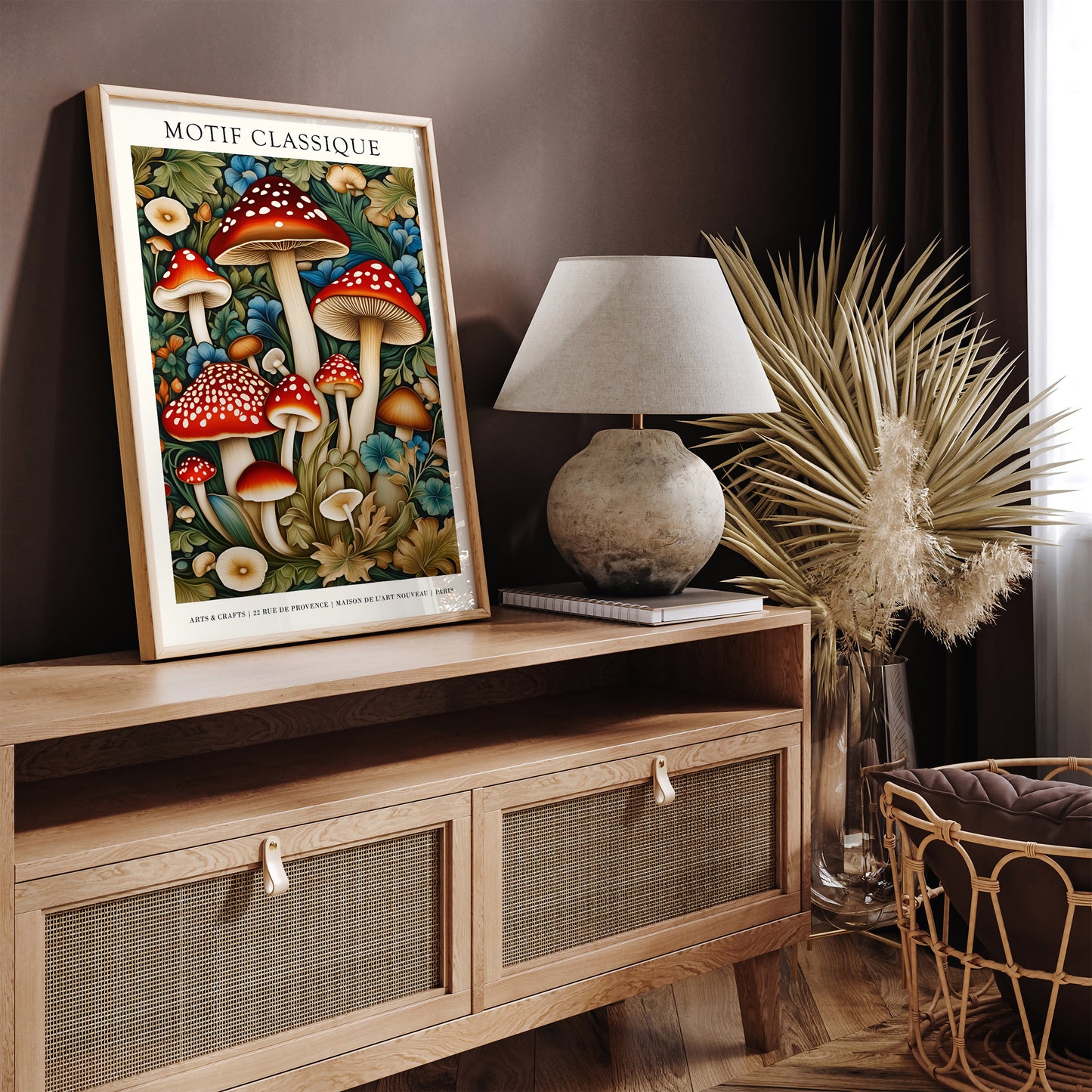 Red Mushrooms Motif Classique Morris Poster