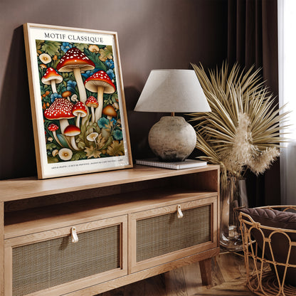 Red Mushrooms Motif Classique Morris Poster