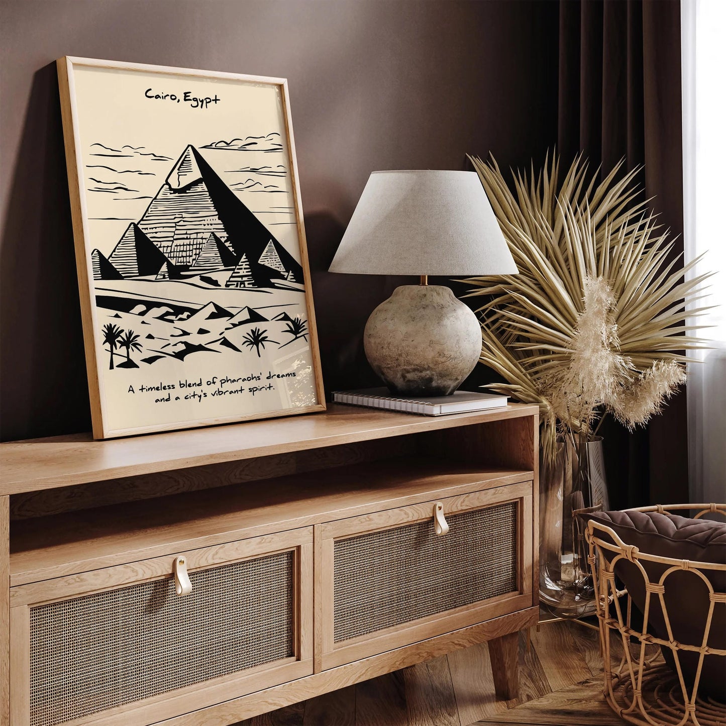 Cairo Egypt Black Ink Wall Art Poster