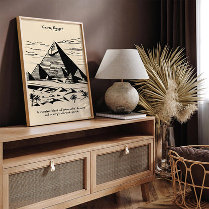 Cairo Egypt Black Ink Wall Art Poster