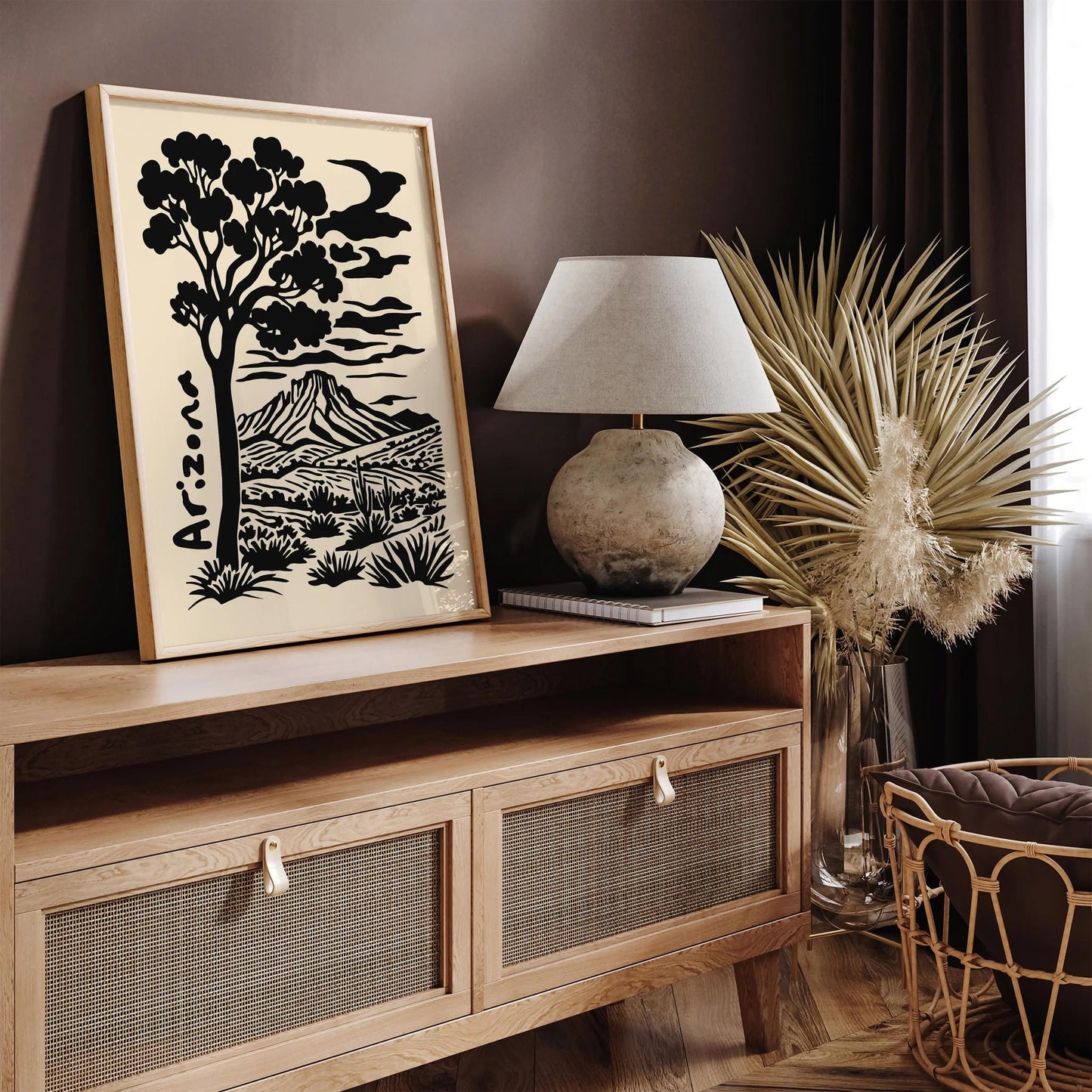 Arizona Landscape Black Ink Style Poster