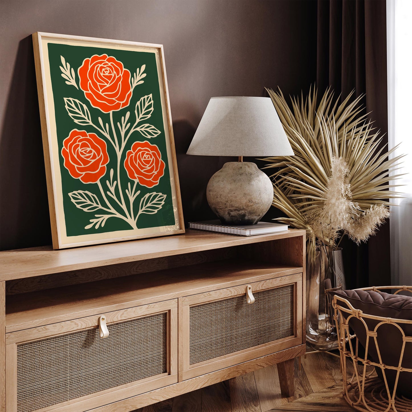Retro Flower Art Print - Modern Botanical Wall Decor