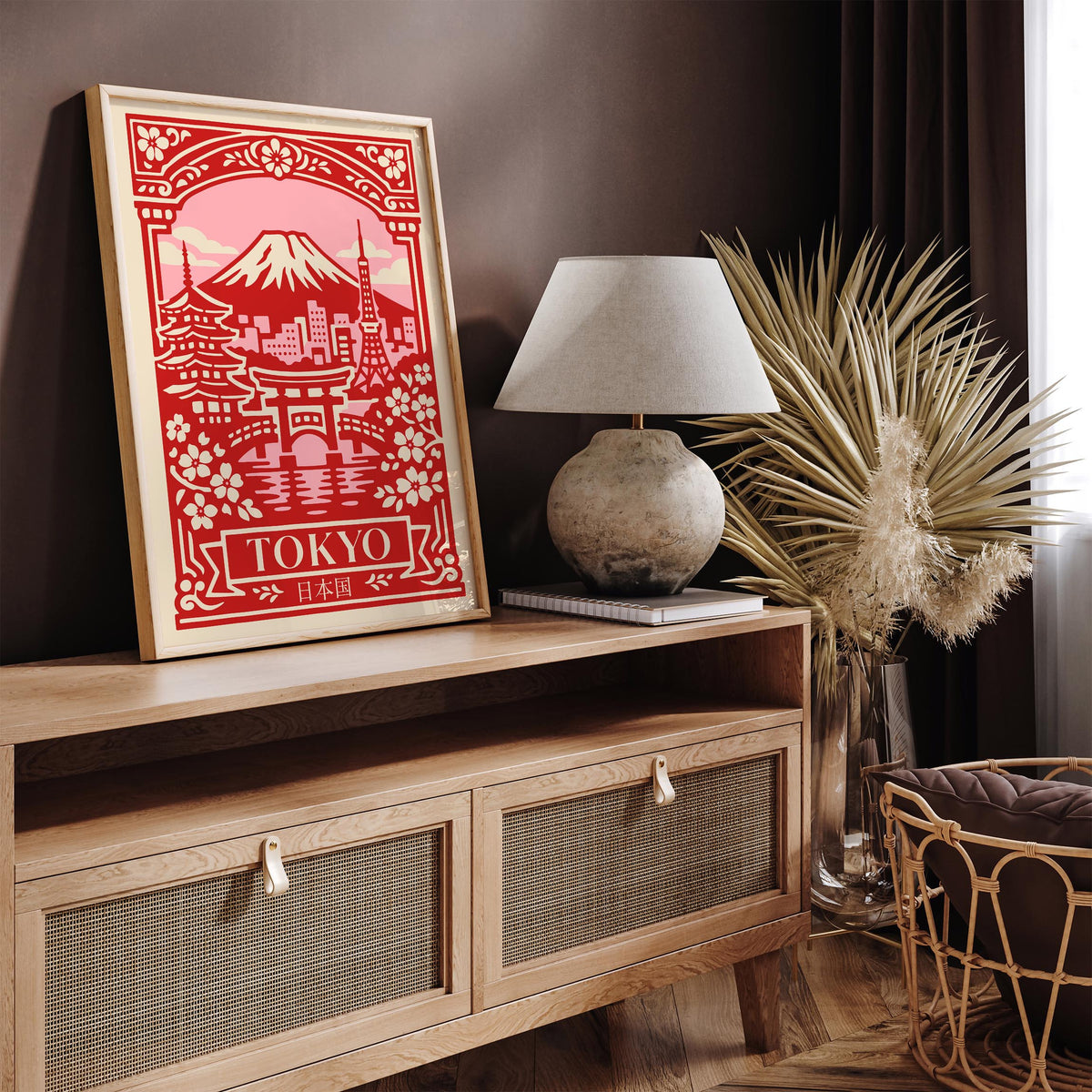 Tokyo Japan Cherry Blossom Red Travel Poster