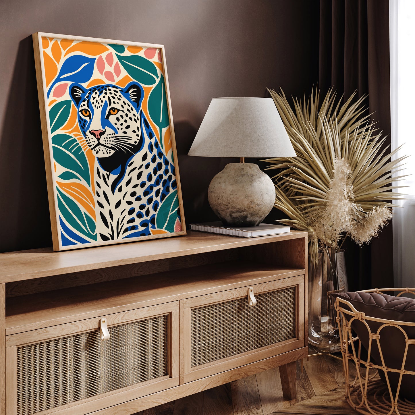 Cute Cheetah Art Print in Vibrant Colors