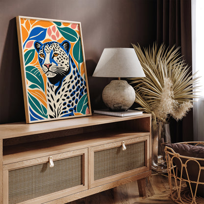 Cute Cheetah Art Print in Vibrant Colors