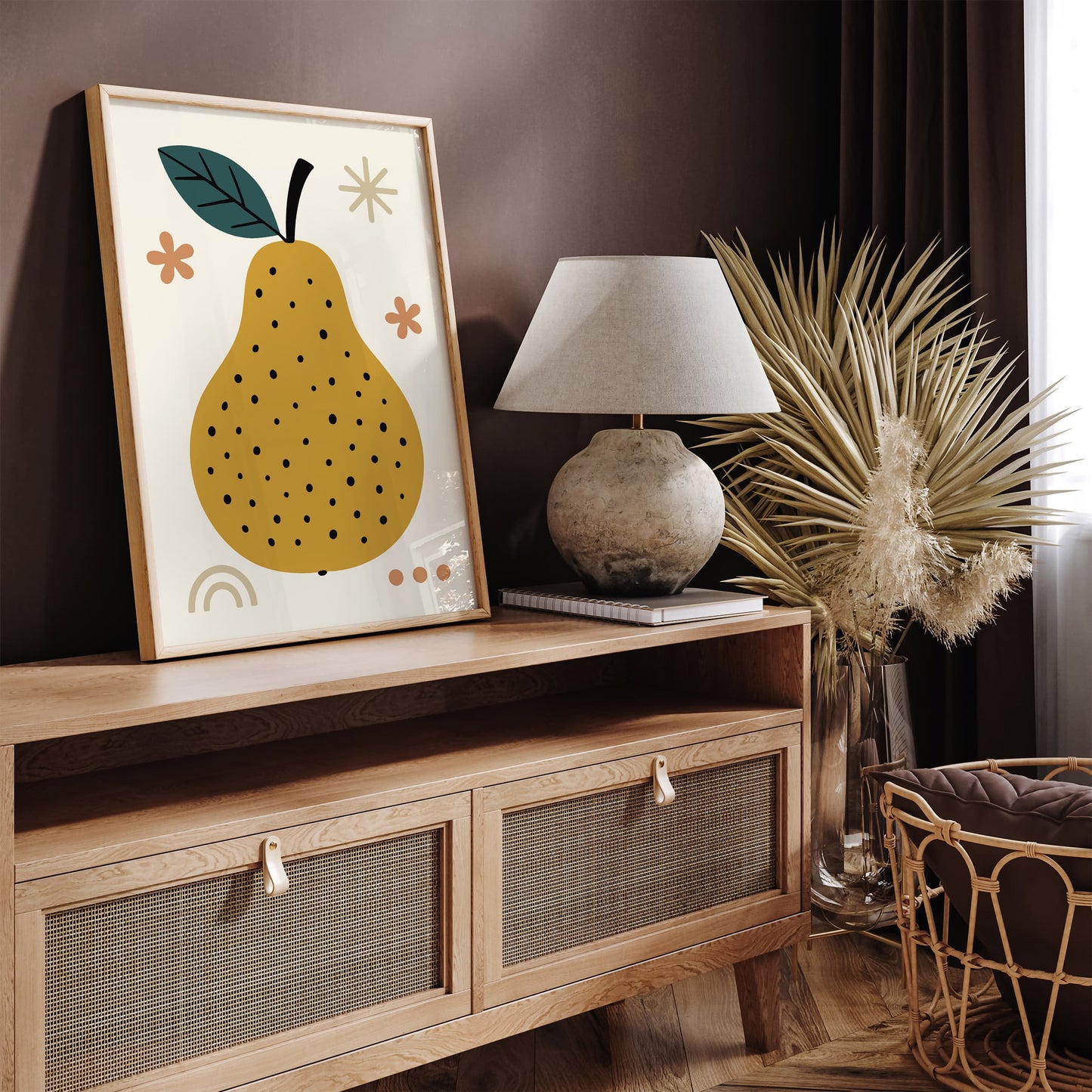Scandinavian Pear - Minimalist Fruit Wall Art Print