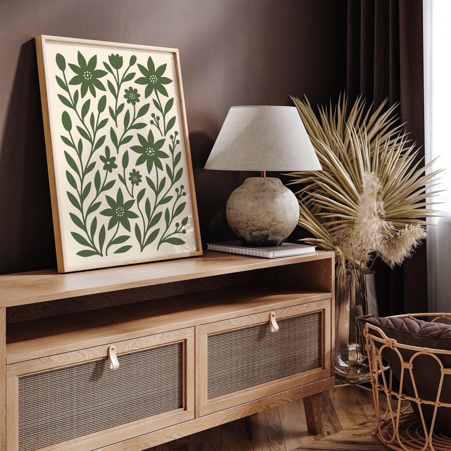 Green Scandinavian Botanical Art Print