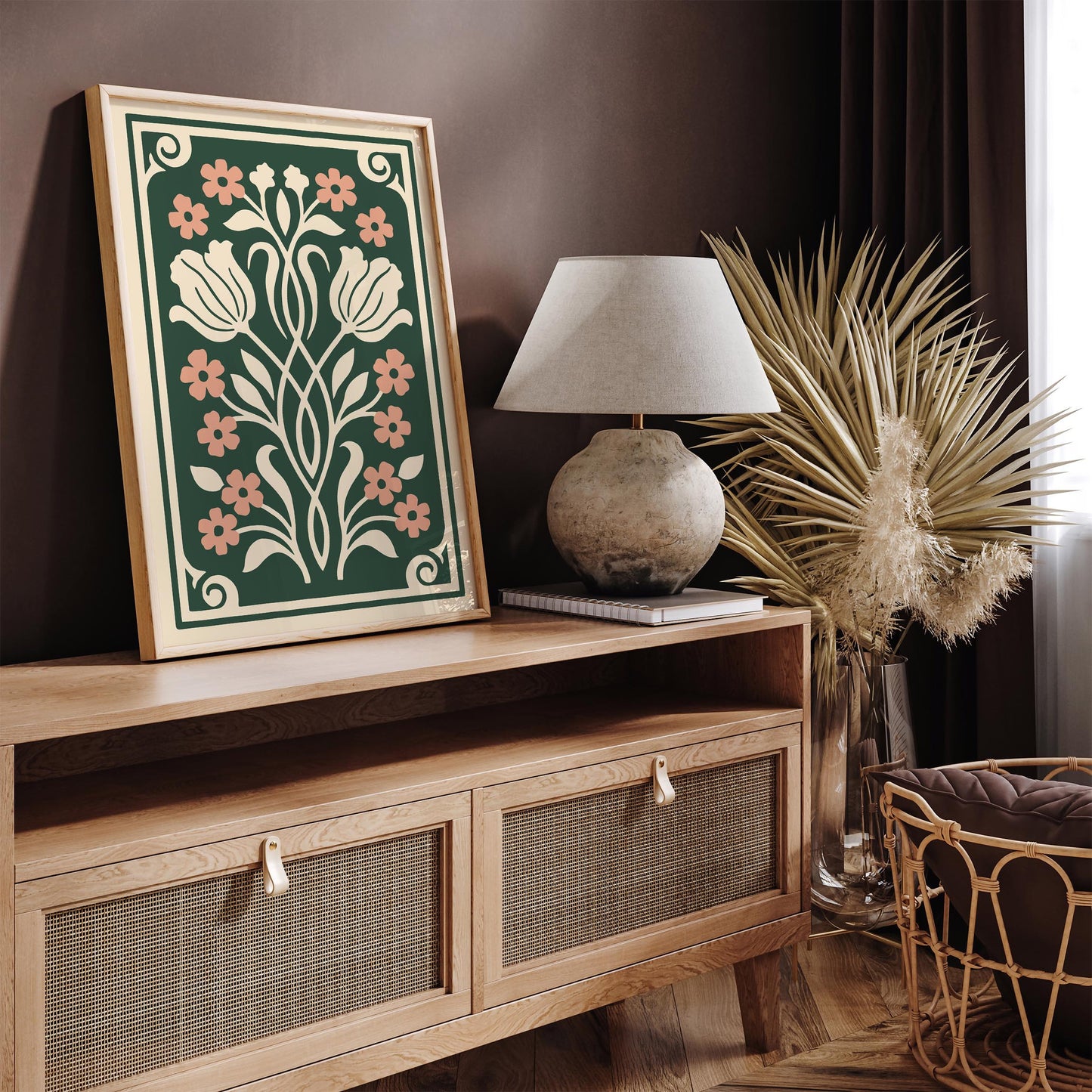 Art Nouveau Floral Wall Art Print