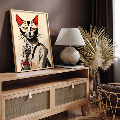 Gentleman Smoking Cat Quirky Wall Art