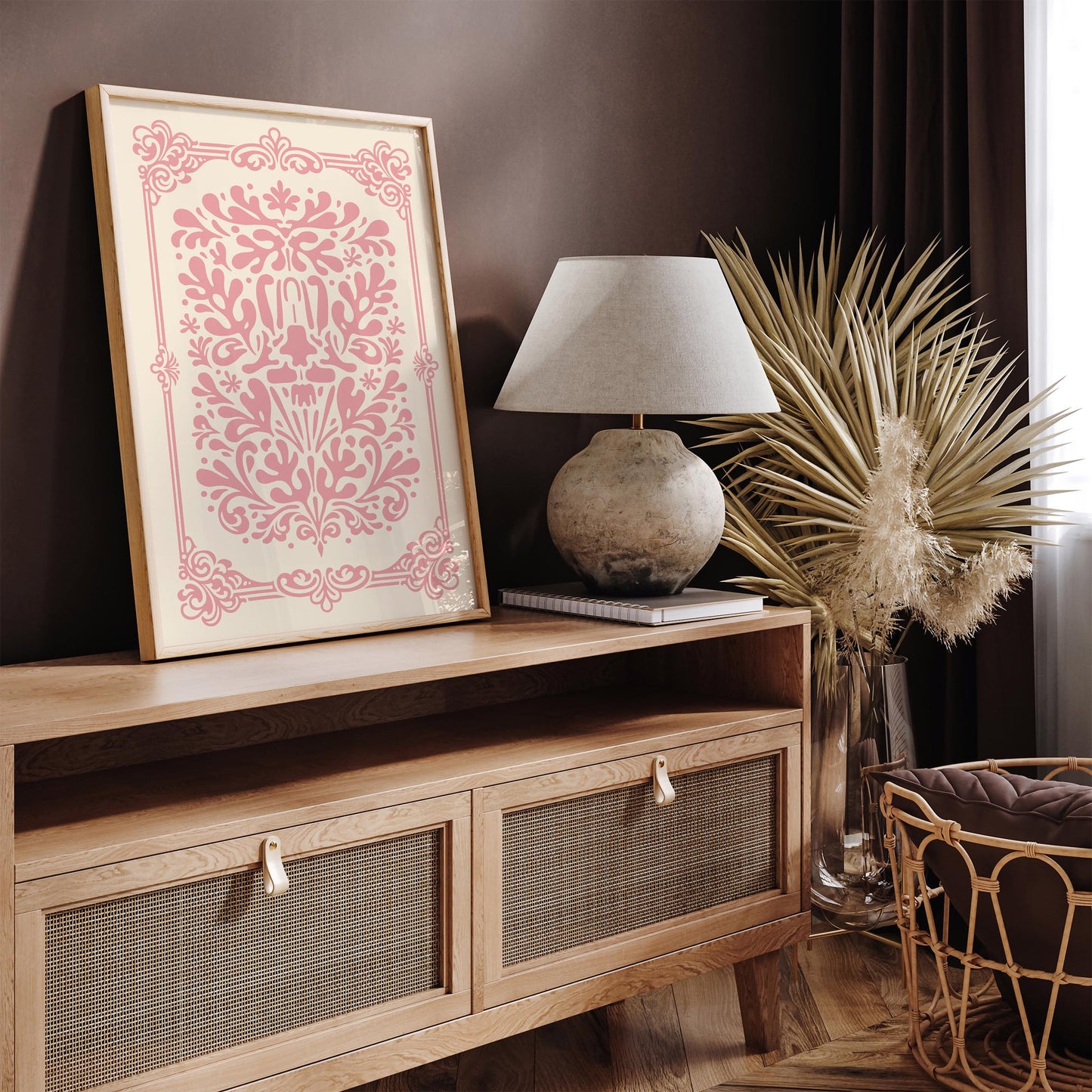 Pink Rococo Abstract Floral Print