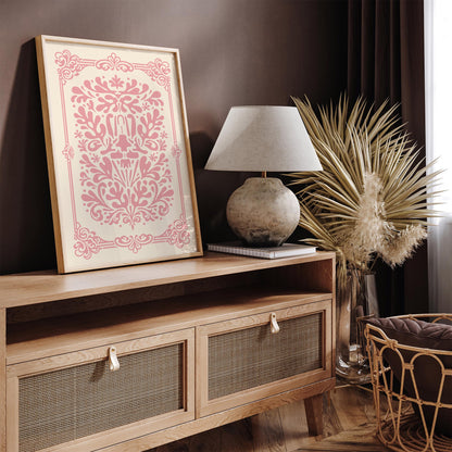 Pink Rococo Abstract Floral Print