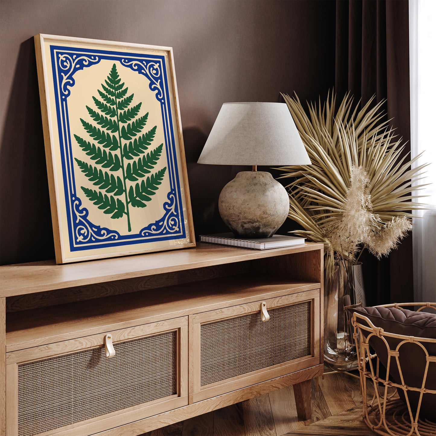 Fern Leaf in Rococo Style Poster - Botanical Classic Home Decor