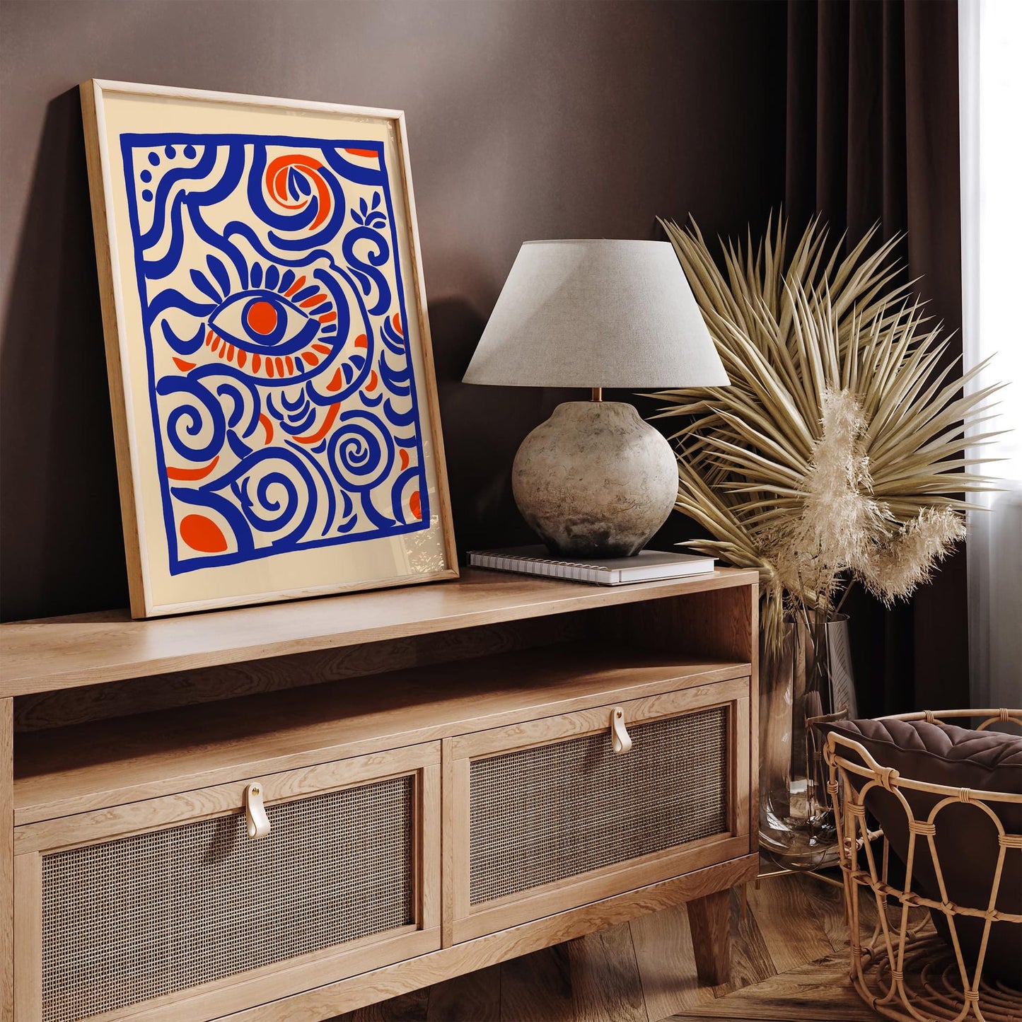 Abstract Blue Eye Print Bohemian Home Decor