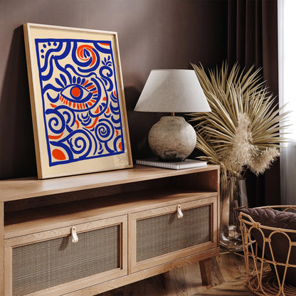 Abstract Blue Eye Print Bohemian Home Decor