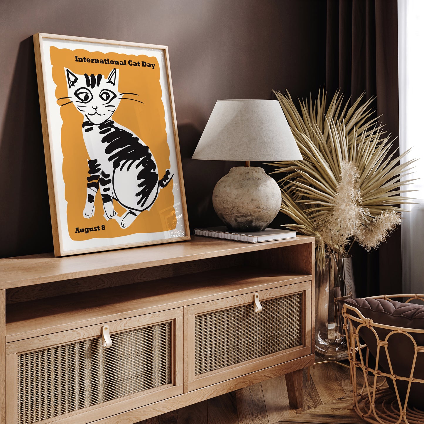 International Cat Day Retro Poster