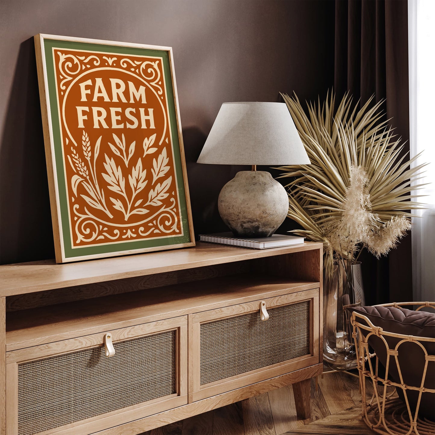 Farm Fresh Quote Poster - Farmhouse Wall Art Decor