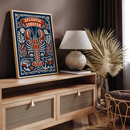 Atlantic Lobster Coastal Art Poster