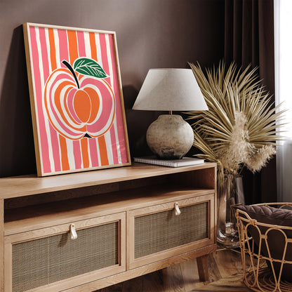 Retro Pink Apple Kitchen Art Print