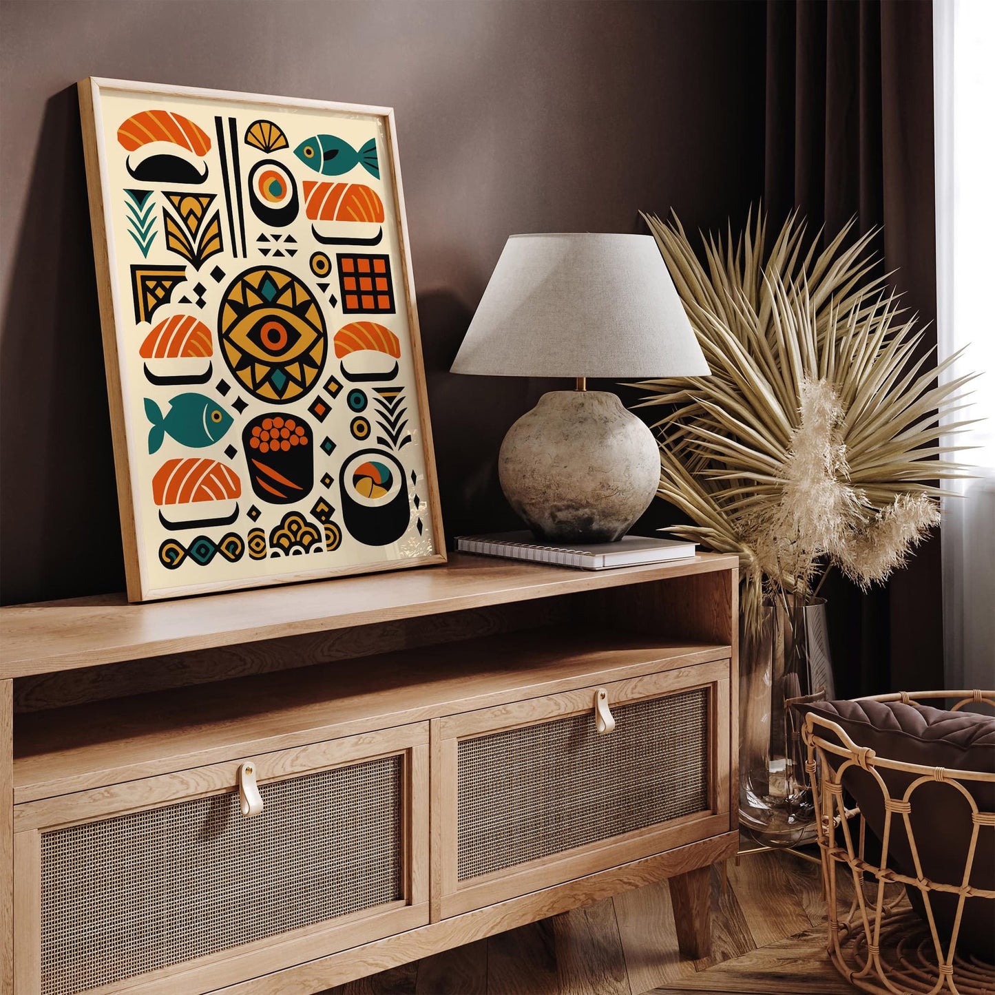 Bohemian Abstract Sushi Wall Art Print