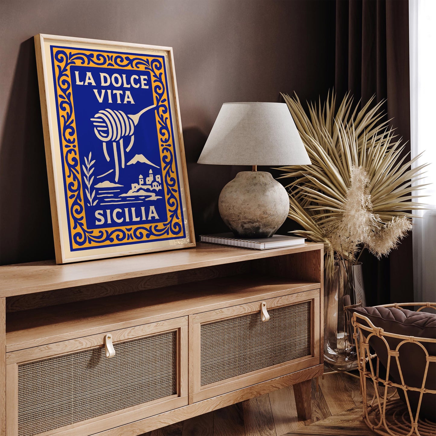 La Dolce Vita Sicilia Poster - Spaghetti Wall Art Print