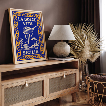 La Dolce Vita Sicilia Poster - Spaghetti Wall Art Print