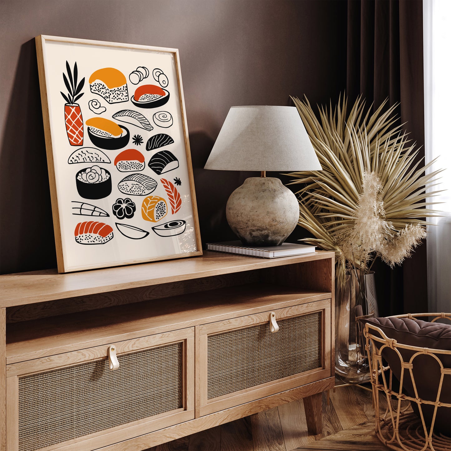 Modern Sushi Illustration for Kitchen Decor