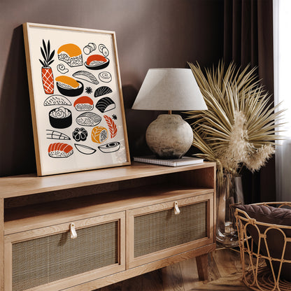 Modern Sushi Illustration for Kitchen Decor
