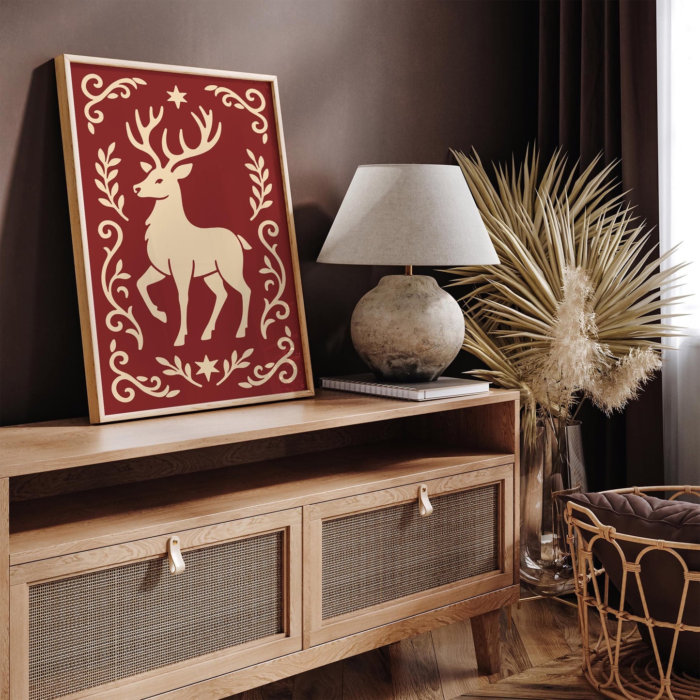 Reindeer Poster, Christmas Style Home Decor