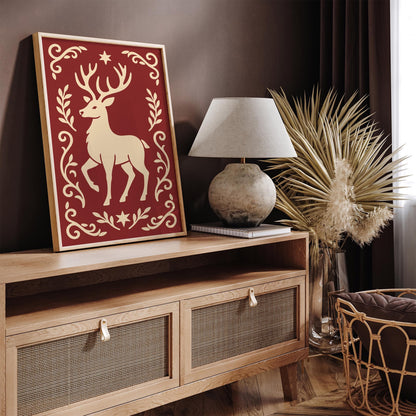 Reindeer Poster, Christmas Style Home Decor