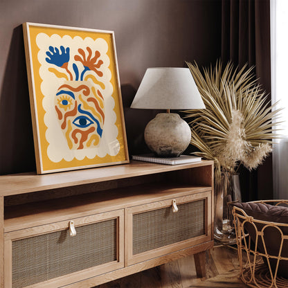 Surreal Eye Vase Poster - Boho Abstract Face Wall Art